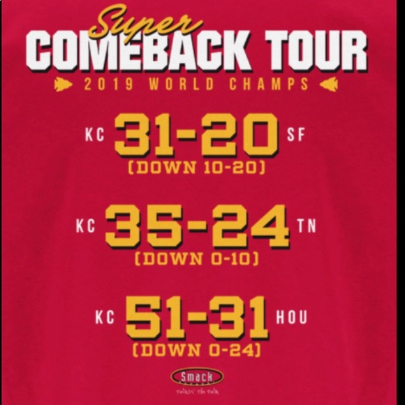 🏈KANSAS CITY CHIEFS 2019 Comeback Tour UNISEX Shirt-Patrick Mahomes - Champs🏈 - Picture 2 of 6